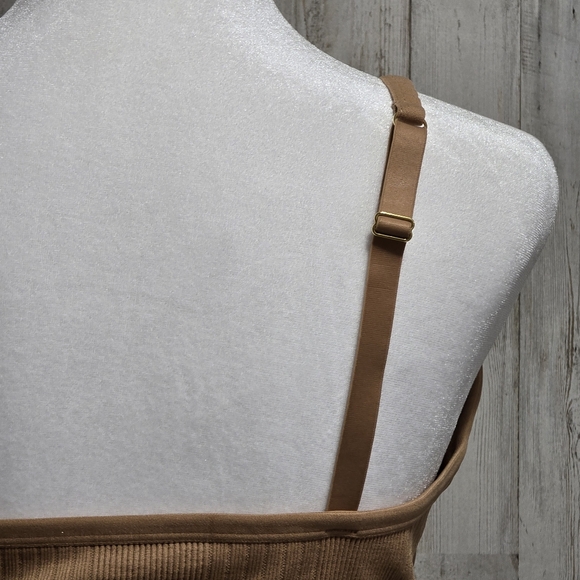 Aerie Tan Seamless Ribbed Ring Plunge Bralette Size XL - Picture 4 of 6